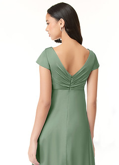 Azazie Allessia Maternity Bridesmaid Dresses A-Line Pleated Stretch Satin Floor-Length Dress image7
