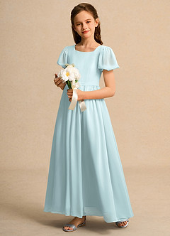 Azazie Joss Flower Girl Dresses Mist A-Line with Sleeves Chiffon Dress image11