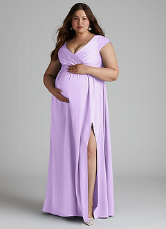 Azazie Allessia Maternity Bridesmaid Dresses A-Line Pleated Stretch Satin Floor-Length Dress image11