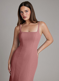Azazie Nyla Bridesmaid Dresses Desert Rose A-Line Square Neckline Chiffon Dress image2