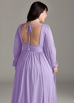 Azazie Norah Bridesmaid Dresses Lilac A-Line V-Neck Long Sleeve Chiffon Dress image13