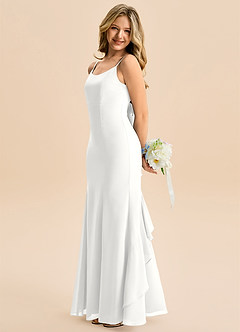 Azazie Lioren Junior White Mermaid Bow Chiffon Dress image2