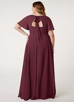 Azazie Kimber Bridesmaid Dresses Cabernet A-Line Flounce Sleeve Chiffon Dress image9