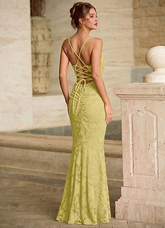 Leahenmo Amarillo Pastel Vestido de fiesta de jacquard con textura floral image5