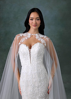 Azazie Chelley Vestidos de novia Vestido Diamante Blanco de Tul de Corte Sirena con Palabra de honor image9