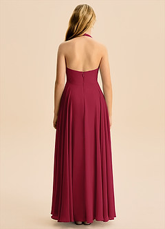Azazie Kady Junior Burgundy A-Line Sweetheart Neckline Chiffon Dress image2
