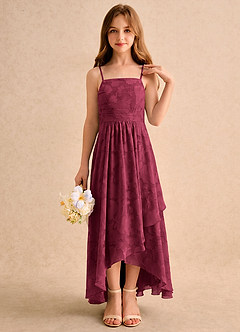 Azazie Twilight Girls Formal Sukienki dla dziewczynek sypiących kwiaty Litera A Plisowana Kwiatowe wypalenie Asymetryczny Sukienka image5