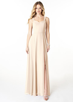 Azazie Julie Bridesmaid Dresses White Alabaster A-Line Sweetheart Neckline Chiffon Dress image1