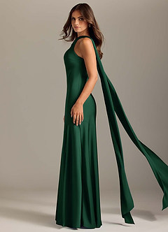 Azazie Kinsley Bridesmaid Dresses Dark Green Mermaid Side Slit Stretch Satin Dress image4
