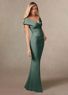 Azazie Ludlow vestidos de madre de la novia Vestido de Musgo Marino de Satén Elástico de Sirena con Plisado image3