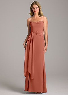 Azazie Tahlia Bridesmaid Dresses Clay A-Line with Belt Chiffon Dress image5