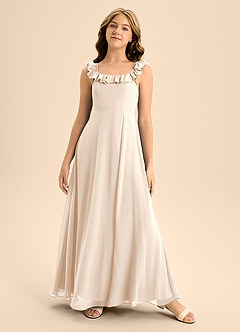 Azazie Callie Junior White Alabaster A-Line Ruched Chiffon Dress image5