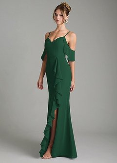 Azazie Alexys Vestidos de damas de honor Vestido de Verde Oscuro de Gasa de Corte Recto con Vestidos sin tirantes image5