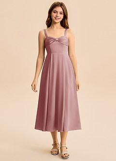 Azazie Ramona Junior Dusty Rose A-Line Sweetheart Neckline Stretch Satin Dress image4