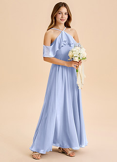 Azazie Tessabelle Junior Ice A-Line Off the Shoulder Chiffon Dress image1