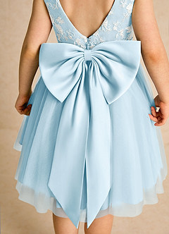 Azazie Butterfly Flower Girl Dresses Sky Blue A-Line Lace Dress image6