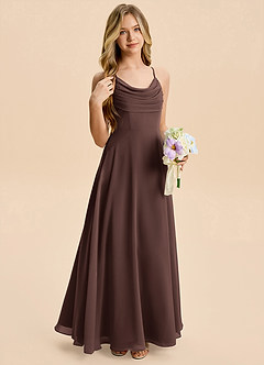 Azazie Gia Junior Ganache A-Line Pleated Chiffon Dress image5
