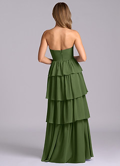 Azazie Faye Robes de demoiselle d'honneur Robe Trapèze en Mousseline de soie Encolure en Forme de Cœur Olive image7