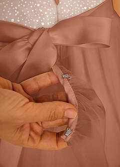 Azazie Tay Flower Girl Dresses Bronzer A-Line Sequins Tulle Dress image4