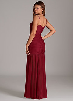 Azazie Aimie Bridesmaid Dresses Burgundy Mermaid Mesh Dress image2