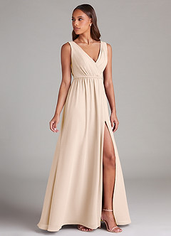 Azazie Tanicia Bridesmaid Dresses White Alabaster A-Line Pleated Chiffon Dress image3