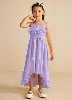 Azazie Karmen Flower Girl Dresses Lilac A-Line Ruched Chiffon Dress image4