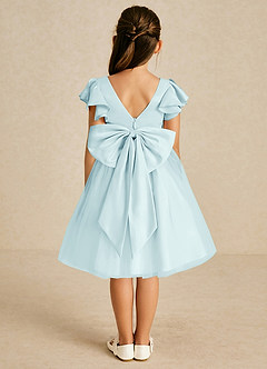 Azazie Kaeya Flower Girl Dresses Sea Glass A-Line Bow Tulle Dress image1