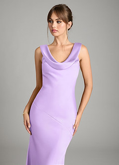 Azazie Rylina Bridesmaid Dresses Lilac Mermaid Stretch Satin Dress image3