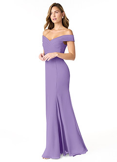 Azazie Lecia Bridesmaid Dresses Tahiti Empire Off-The-Shoulder Pleated Chiffon Convertible Dress image3