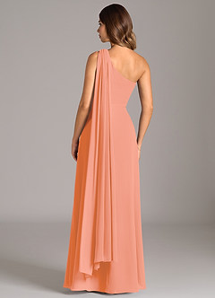 Azazie Tella Vestidos de damas de honor Vestido de Atardecer de Gasa de Corte en A con Hombro unilateral image6