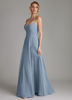 Azazie Imani Bridesmaid Dresses Dusty Blue A-Line Sweetheart Neckline Chiffon Dress image5