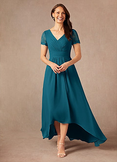 Azazie Polly Final Sale Agave A-Line Lace Chiffon Dress image5