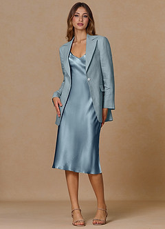 front Belicia Azul Polvoriento Traje de dos piezas 100% lino