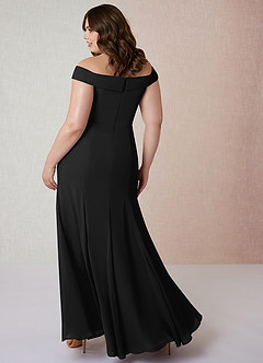 Azazie Lecia Robes de demoiselle d'honneur Robe Empire Convertible en Mousseline de soie Schulterfrei, plissiert Noir image9