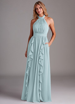 Azazie Avary Bridesmaid Dresses Mist A-Line Pleated Chiffon Dress image4