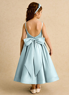 Azazie Babs Blumenmädchenkleider Ballkleid Plissee Matte Satin Kleid Nebel image6