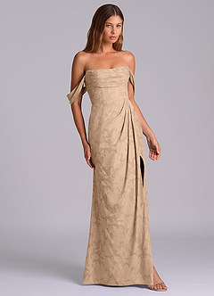 Azazie Johana 신부 들러리 드레스 인어 오프 더 숄더 플로럴 번아웃 바닥 길이 드레스 image5