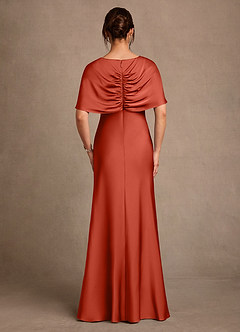 Azazie Dosia 신부의 어머니 드레스 쉬스 주름진 스트레치 새틴 플로어 길이 드레스 image3