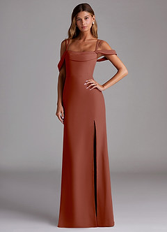 Azazie Callan Bridesmaid Dresses Auburn Mermaid Pleated Chiffon Convertible Dress image1