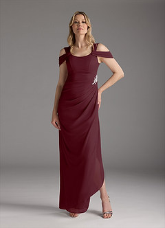 Azazie Weitzman vestidos de madre de la novia Vestido de Cabernet de Malla de Recto con Lentejuela image4