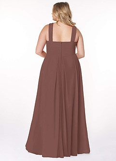 Azazie Kaleigh Jurken voor bruidsmeisjes Jurk van Chiffon met A-Lijn Geplooid Espresso image7