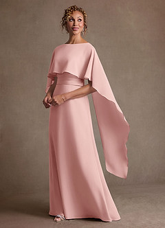 Azazie Marilla Mère de la mariée Robes Robe Trapèze en Mousseline de soie Plissée Rose Poudré image5