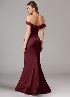 Azazie Everly Bridesmaid Dresses Cabernet Mermaid Off the Shoulder Stretch Satin Convertible Dress image5