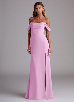 Azazie Saige Bridesmaid Dresses Candy Pink A-Line Off the Shoulder Chiffon Convertible Dress image3