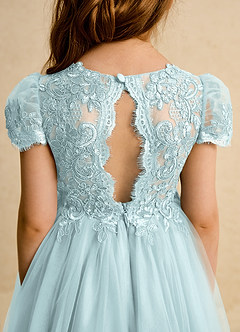 Azazie Puff vestidos de niña de las flores Vestido de Neblina de Tul de Corte Princesa con Encaje image8