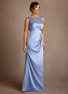 Azazie Baltimore Mother of the Bride Dresses Ice A-Line Pleated Stretch Satin Dress image4