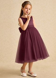 Azazie Winnie Blumenmädchenkleider Ballkleid Schleifen Tüll Kleid Cabernetrot image6