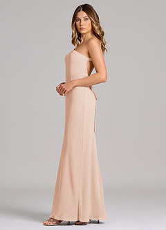 Azazie Monroe Bridesmaid Dresses English Rose Sheath One Shoulder Chiffon Dress image5