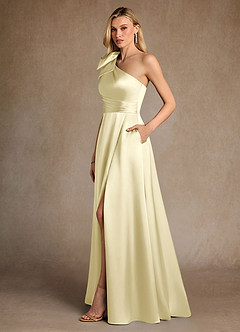 Azazie Easton Kleider für die Brautmutter A-Linie One-Shoulder Stretch-Satin Kleid Zitronensorbet image2