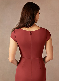 Azazie Renetta Mother of the Bride Dresses Rust Sheath V-Neck Pleated Mesh Dress image7